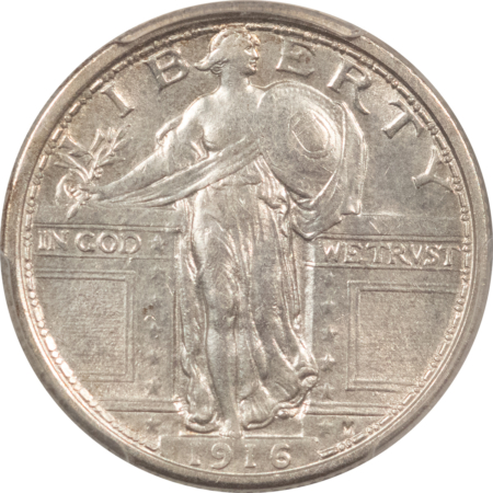 New Certified Coins 1916 STANDING LIBERTY QUARTER – PCGS AU-58, WHITE! TOUGH KEY-DATE!