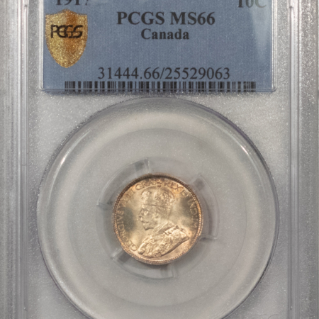 New Certified Coins CANADA 1917 TEN CENTS KM-23 – PCGS MS-66, FRESH & SUPERB! TOUGH THIS NICE!