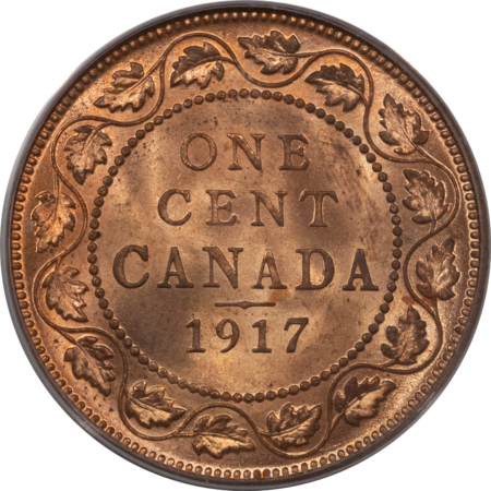 New Certified Coins CANADA 1917 GEORGE V 1c, PCGS MS-64 RD, DEEP RED & ATTRACTIVE!