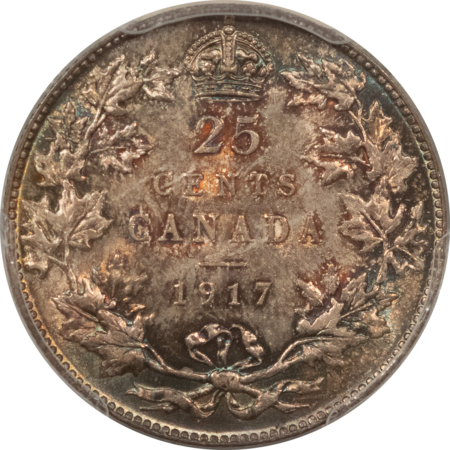 New Certified Coins CANADA 1917 TWENTY FIVE CENTS 25C, KM-24 – PCGS MS-64, FRESH & PRETTY! GEORGE V