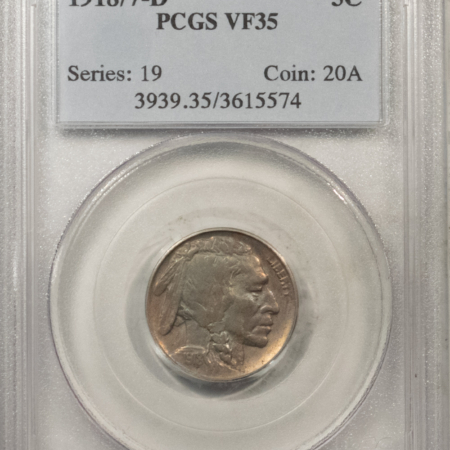 Buffalo Nickels 1918/7-D BUFFALO NICKEL – PCGS VF-35, KEY-DATE, LOOKS BETTER!