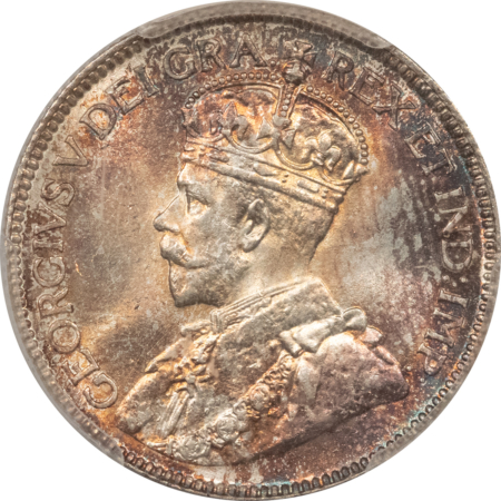 New Certified Coins CANADA 1919 GEORGE V 25c, PCGS MS-65, ORIGINAL GEM, GORGEOUS LUSTER & TONING-PQ!