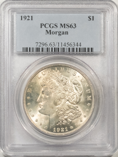 Morgan Dollars 1921 $1 MORGAN DOLLAR – PCGS MS-63, FLASHY, CHOICE!