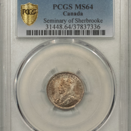 New Certified Coins CANADA 1921 GEORGE V 10c, PCGS MS-64 “SEMINARY OF SHERBROOKE”-ORIGINAL & GEM!