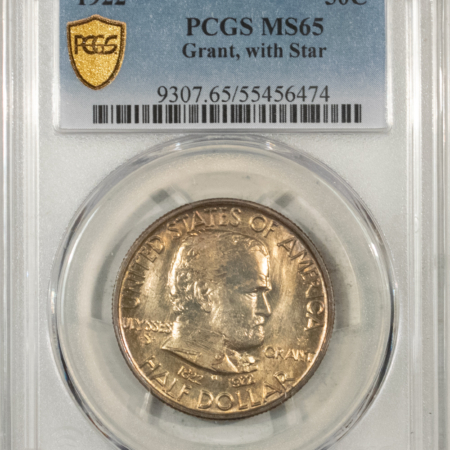 New Certified Coins 1922 GRANT W/STAR COMMEMORATIVE HALF DOLLAR – PCGS MS-65, REALLY PRETTY & PQ!