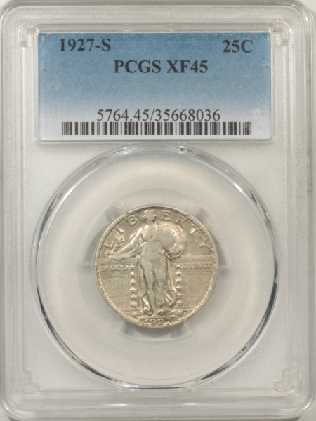 New Certified Coins 1927-S STANDING LIBERTY QUARTER – PCGS XF-45, HIGH GRADE & GREAT LOOK!