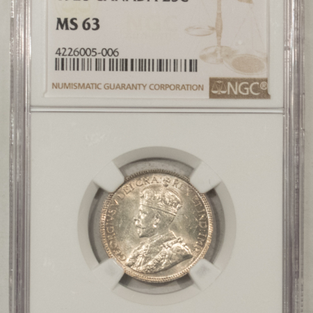 New Certified Coins CANADA 1928 GEORGE V 25c, NGC MS-63, FRESH, LUSTROUS-WHITE & VERY CHOICE!