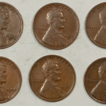 Lincoln Cents (Wheat) 1931 – 1933-D LINCOLN CENTS LOT OF 6 – NICE PLEASING CIRCULATED EXAMPLES!