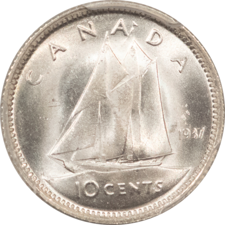 New Certified Coins CANADA 1937 GEORGE VI 10c, PCGS MS-65; BLAZING WHITE GEM-SCARCE IN MS-65!