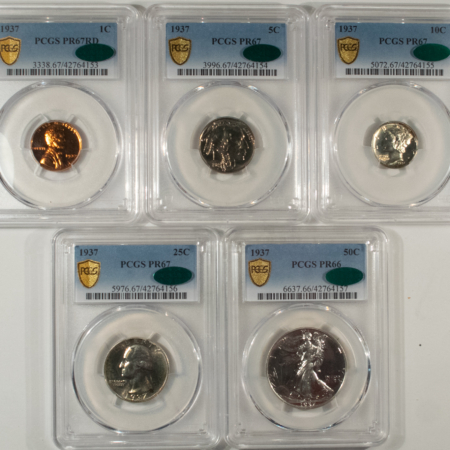 New Store Items INCREDIBLE MATCHED 1937 PROOF SET, PCGS SUPERB ORIGINAL GEMS & ALL CAC APPOVED!