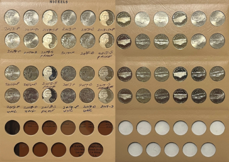 Jefferson Nickels 1938-2019 269 COIN JEFFERSON NICKEL COMPLETE SET NICE BU W/71-2019 PROOFS DANSCO