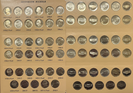 Jefferson Nickels 1938-2019 269 COIN JEFFERSON NICKEL COMPLETE SET NICE BU W/71-2019 PROOFS DANSCO