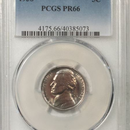 Jefferson Nickels 1938 PROOF JEFFERSON NICKEL – PCGS PR-66, PRETTY!