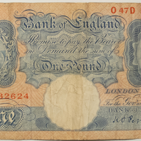 New Store Items 1940-1948 GREAT BRITAIN 1 POUND NOTE, KM#367 – FINE+