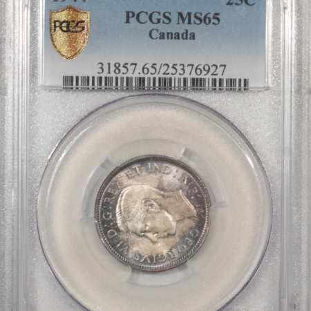 New Certified Coins CANADA 1944 TWENTY FIVE CENTS 25C, KM-35 – PCGS MS-65, PRETTY GEM, GEORGE VI