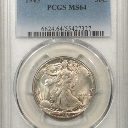 New Certified Coins 1945 WALKING LIBERTY HALF DOLLAR – PCGS MS-64, FRESH & PREMIUM QUALITY!