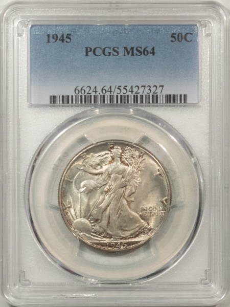 New Certified Coins 1945 WALKING LIBERTY HALF DOLLAR – PCGS MS-64, FRESH & PREMIUM QUALITY!