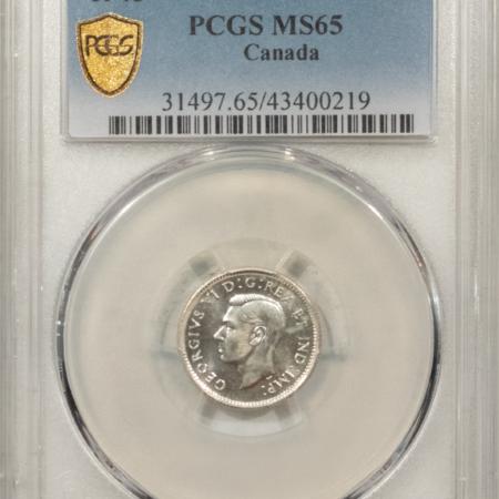 New Certified Coins CANADA 1945 TEN CENTS, KM-34 – PCGS MS-65, GEM W/ PROOFLIKE LOOK, GEORGE VI