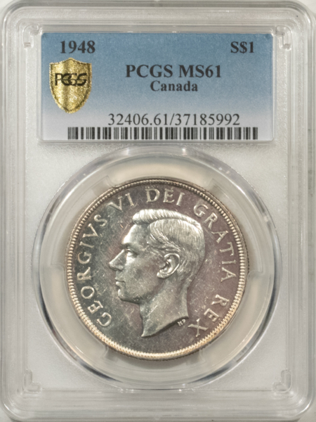 New Store Items 1948 CANADA $1 SILVER DOLLAR – PCGS MS-61, FRESH & FLASHY! KEY-DATE DOLLAR!