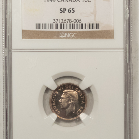 New Certified Coins CANADA 1949 TEN CENTS KM-34 – NGC SP-65 PRISTINE GEM SPECIMEN, SCARCE, GEORGE VI