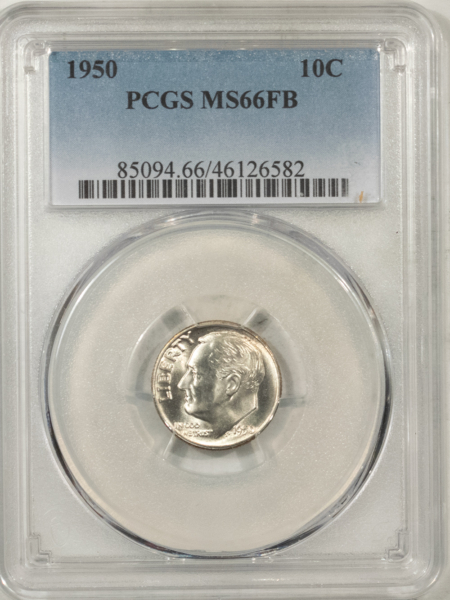 Dimes 1950 ROOSEVELT DIME – PCGS MS-66 FB, BLAST WHITE & FULL TORCH!