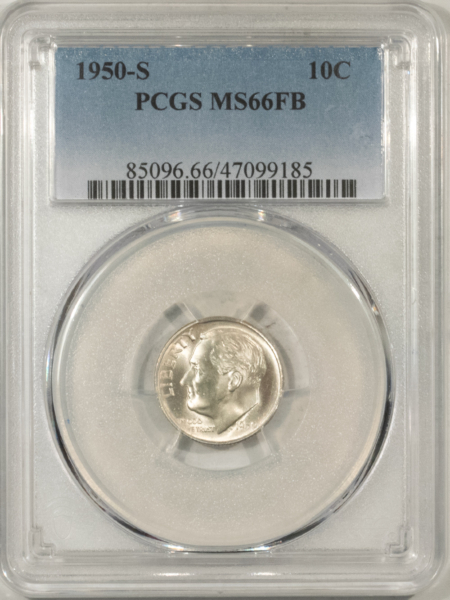 Dimes 1950-S ROOSEVELT DIME – PCGS MS-66 FB, BLAST WHITE & FULL TORCH!