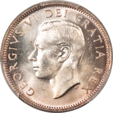 New Certified Coins CANADA 1951 TWENTY FIVE CENTS 25C, KM-44, HI RELIEF PCGS MS-64 FLASHY, GEORGE VI