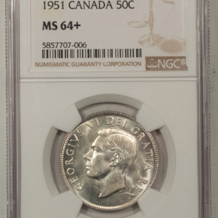 New Certified Coins CANADA 1951 FIFTY CENTS KM-45 – NGC MS-64+, REFLECTIVE & PREMIUM QUALITY!