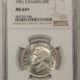 New Certified Coins CANADA 1952 FIFTY CENTS KM-45 – NGC MS-65, REALLY PRETTY GEM!