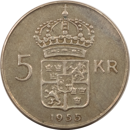 New Store Items 1955 SWEDEN 5 KRONOR, KM#829 .2315 ASW – HIGH GRADE CIRCULATED EXAMPLE!