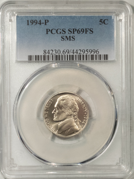 Jefferson Nickels 1994-P PROOF JEFFERSON NICKEL SMS – PCGS SP-69 FS