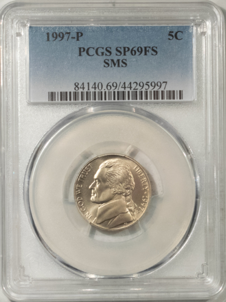 Jefferson Nickels 1997-P PROOF JEFFERSON NICKEL SMS – PCGS SP-69 FS