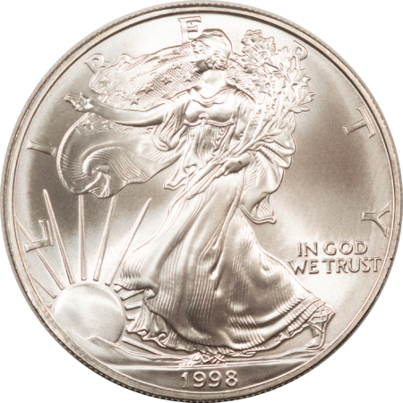 Bullion 1998 $1 AMERICAN SILVER EAGLE, 1 OZ, .999 – GEM BRILLIANT UNCIRCULATED!