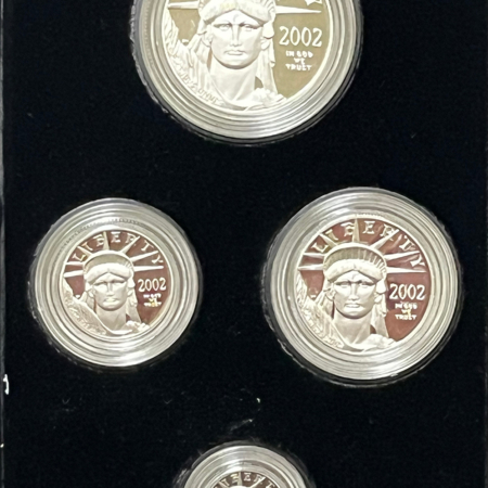 American Platinum Eagles 2002 PROOF PLATINUM AMERICAN EAGLE 4 COIN SET, 1.85 OZ  – GEM PROOF IN ORIG PKG