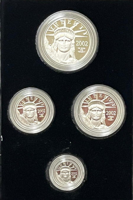 American Platinum Eagles 2002 PROOF PLATINUM AMERICAN EAGLE 4 COIN SET, 1.85 OZ  – GEM PROOF IN ORIG PKG