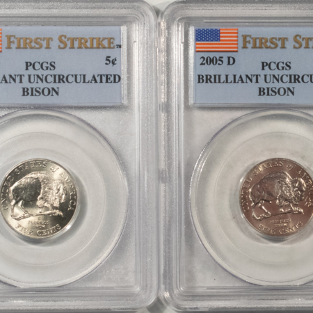 Jefferson Nickels 2005-P/D JEFFESON NICKELS LOT OF 2 – PCGS BU, FIRST STRIKE, SCARCE SLABS!