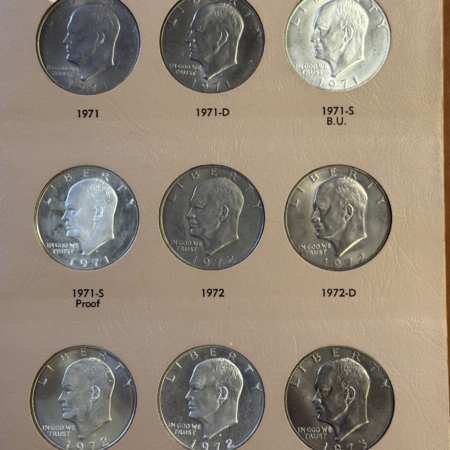 Dollars 1971-S-1978-S EISENHOWER SILVER DOLLAR 32 COIN COMPLETE SET W/BU & PROOFS DANSCO