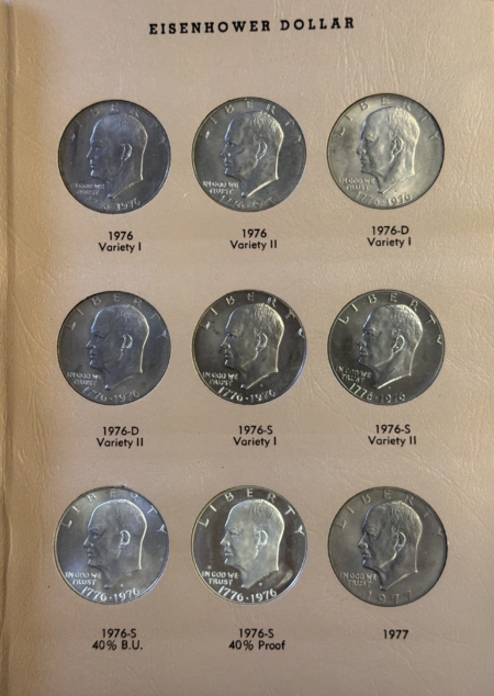 Dollars 1971-S-1978-S EISENHOWER SILVER DOLLAR 32 COIN COMPLETE SET W/BU & PROOFS DANSCO