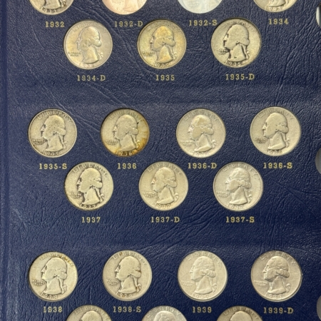 New Store Items 1932-1964D 66 COIN WASHINGTON QUARTER PARTIAL SET W/ HIGH GRADE COINS, IN ALBUM