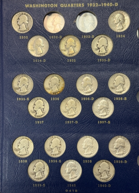 New Store Items 1932-1964D 66 COIN WASHINGTON QUARTER PARTIAL SET W/ HIGH GRADE COINS, IN ALBUM