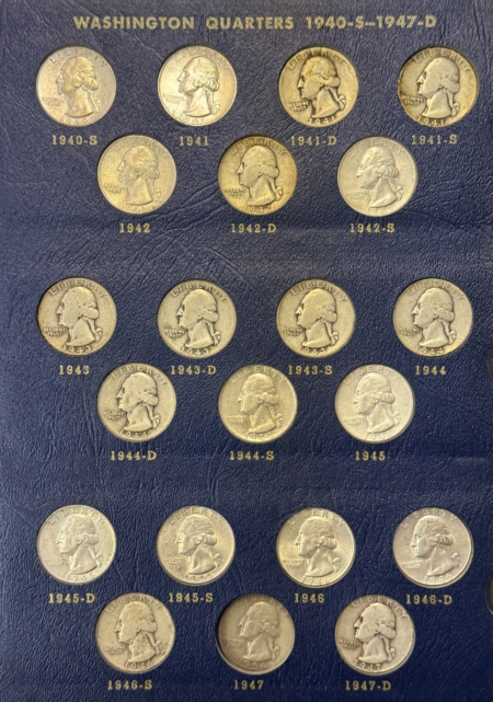 New Store Items 1932-1964D 66 COIN WASHINGTON QUARTER PARTIAL SET W/ HIGH GRADE COINS, IN ALBUM