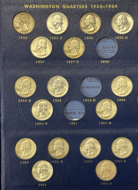 New Store Items 1932-1964D 66 COIN WASHINGTON QUARTER PARTIAL SET W/ HIGH GRADE COINS, IN ALBUM