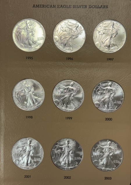 American Silver Eagles 1986-2023 39 COIN 1 OZ .999 AMERICAN SILVER EAGLE COMPLETE SET, GEM BU IN DANSCO