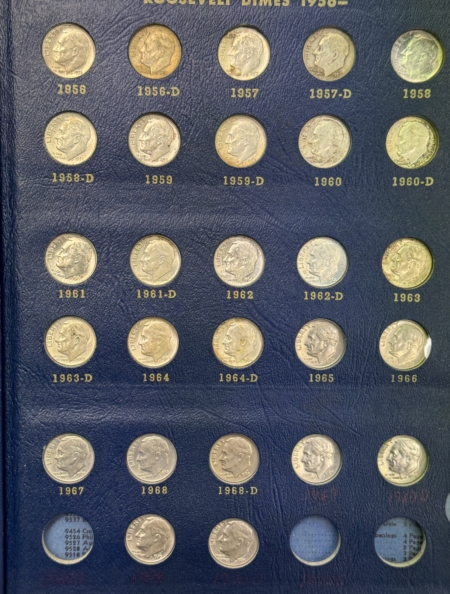 New Store Items 1946-1971 57 COIN ROOSEVELT DIME SET, W/ ALL 48 SILVER DIMES, CIRC-UNC IN ALBUM