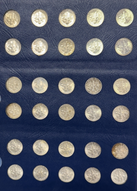 New Store Items 1946-1972 60 COIN ROOSEVELT DIME SET, W/ ALL 48 SILVER DIMES, AU – UNCIRCULATED