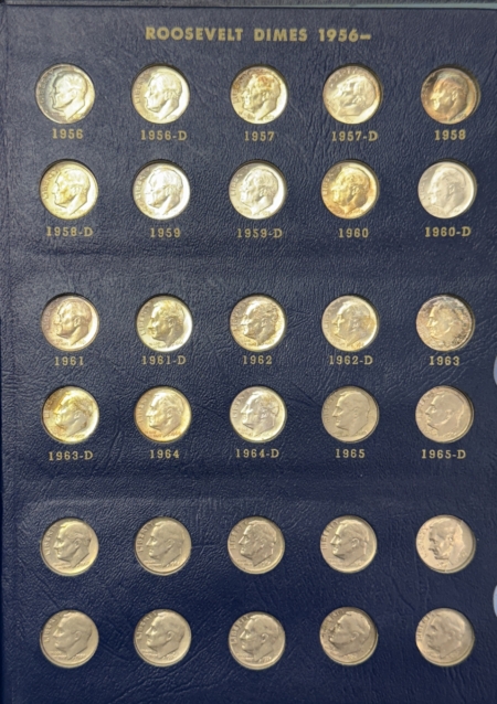 New Store Items 1946-1972 60 COIN ROOSEVELT DIME SET, W/ ALL 48 SILVER DIMES, AU – UNCIRCULATED