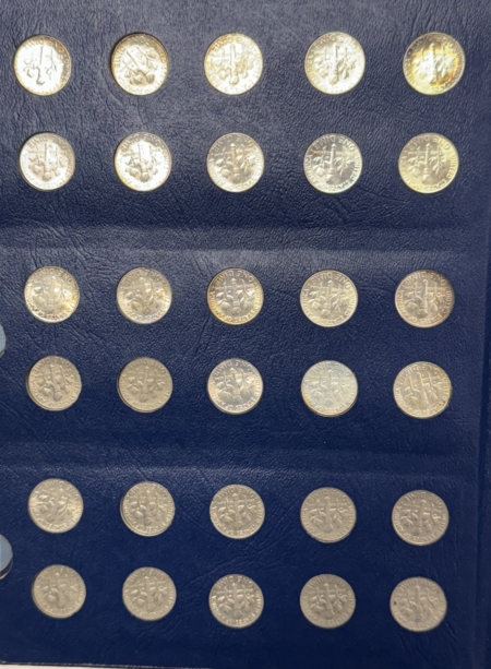 New Store Items 1946-1972 60 COIN ROOSEVELT DIME SET, W/ ALL 48 SILVER DIMES, AU – UNCIRCULATED