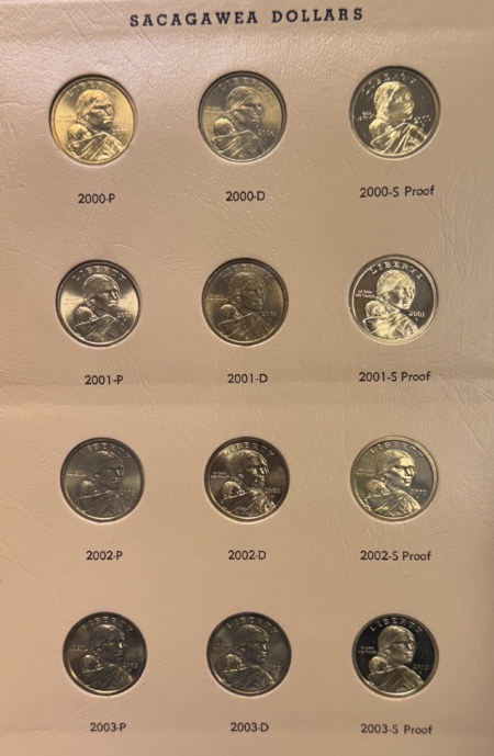 Eisenhower Dollars 2000-2019 60 COIN SACAGAWEA DOLLAR COMPLETE BU/PROOF SET IN DANSCO #8183 ALBUM!