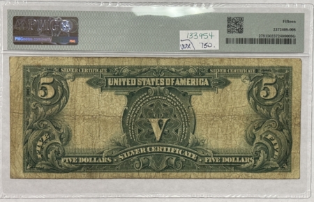 Large Silver Certificates 1899 $5 SILVER CERTIFICATE, INDIAN CHIEF, FR#278 – PMG CHOICE FINE 15, ORIGINAL