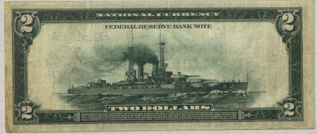 Large Federal Reserve Notes 1918 $2 FEDERAL RESERVE BANKNOTE, BATTLESHIP, RICHMOND FR#761 – PMG VERY FINE 25